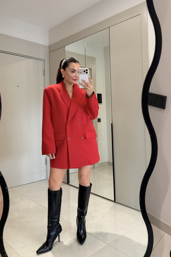 Dranger Kırmızı Oversize Blazer