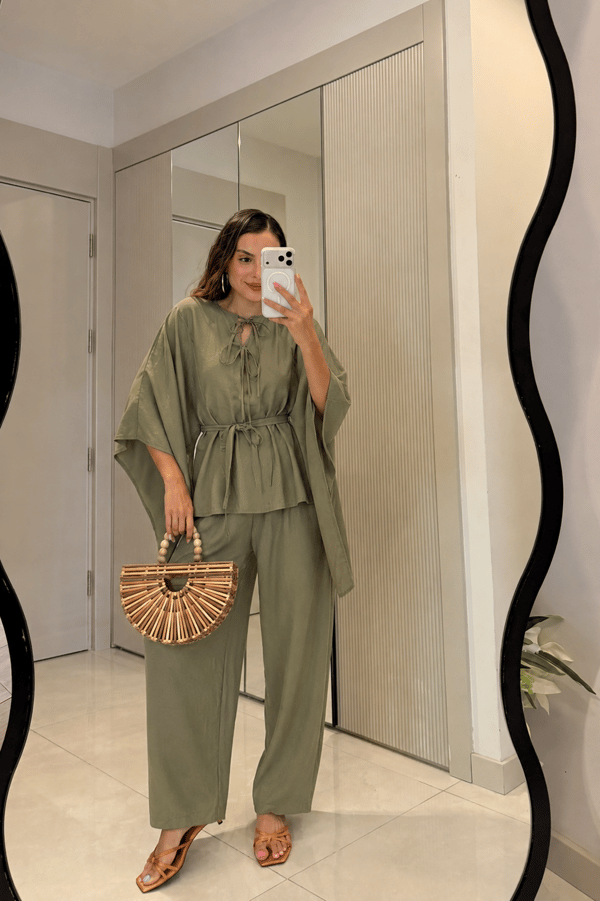 Draving Haki Pelerin Kuşaklı Tensel Takım