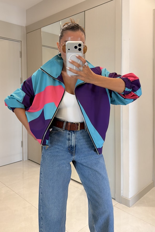 Eightys Renk Bloklu Bomber Ceket