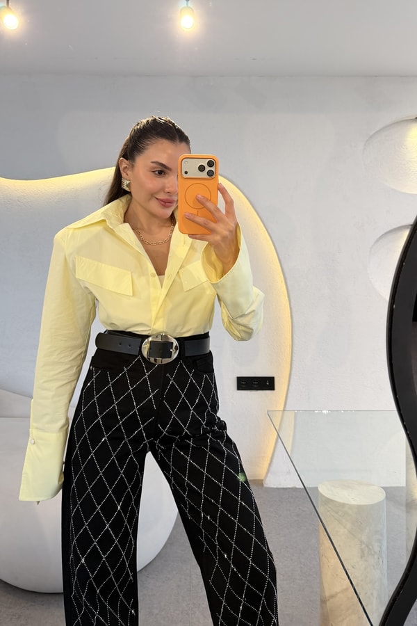 Eldora Sarı Vatkalı Gömlek
