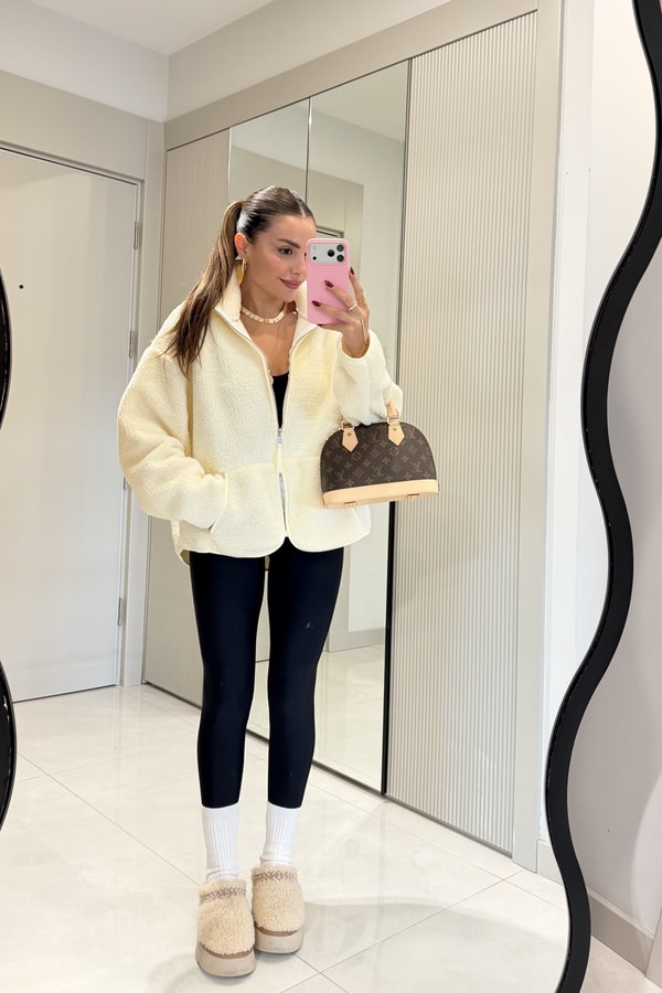 Eliana Ekru Teddy Fermuarlı Sweat