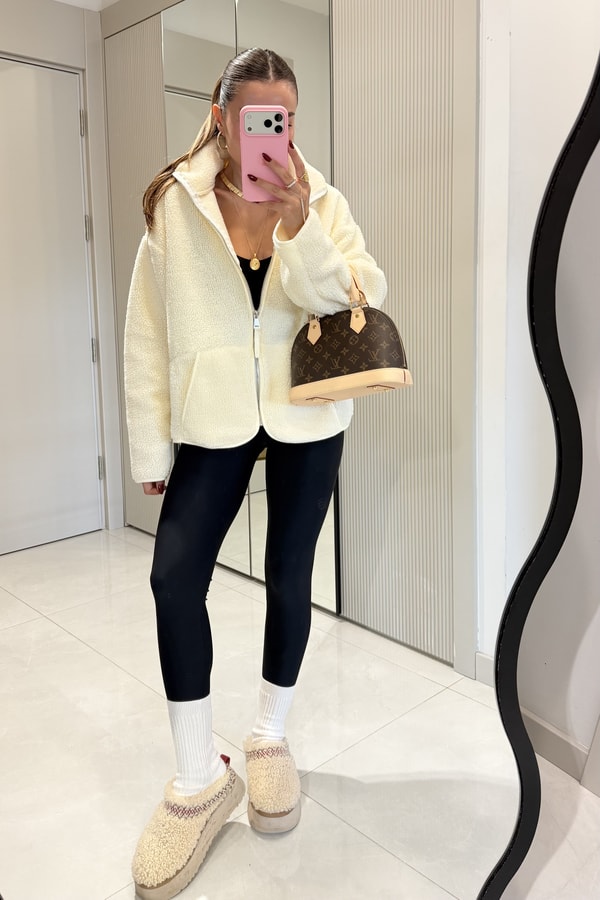 Eliana Ekru Teddy Fermuarlı Sweat