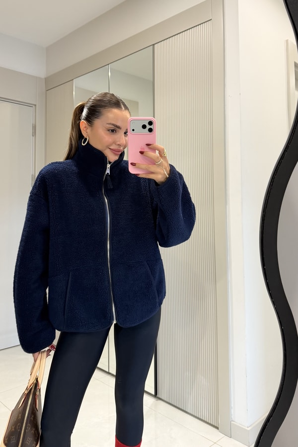 Eliana Lacivert Teddy Fermuarlı Sweat