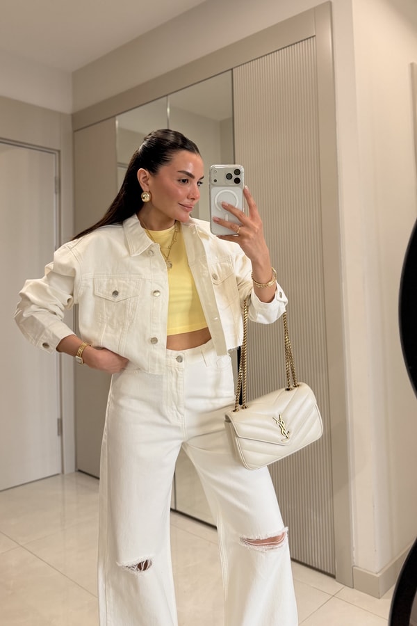 Elix Beyaz Crop Ceket