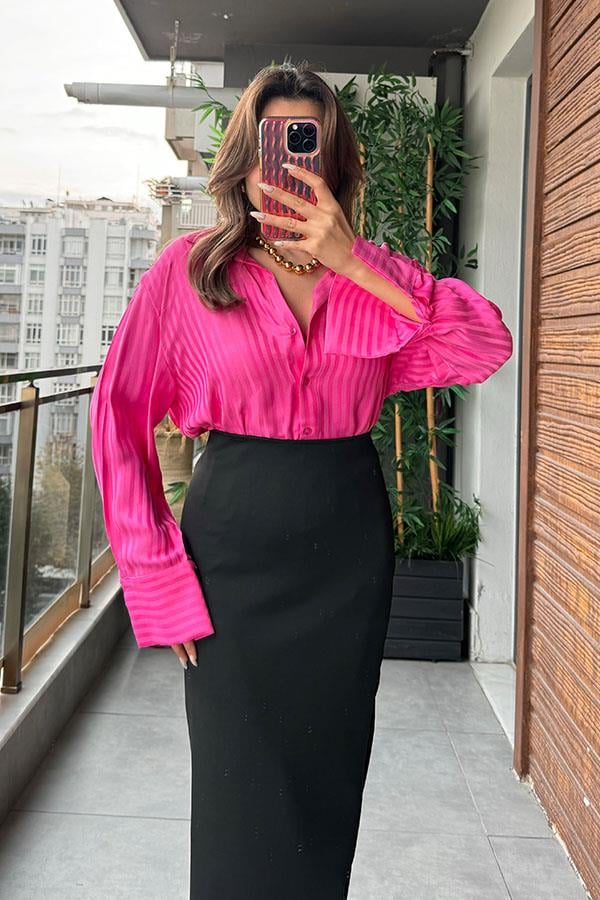 Ellary Pembe Çizgili Saten Gömlek