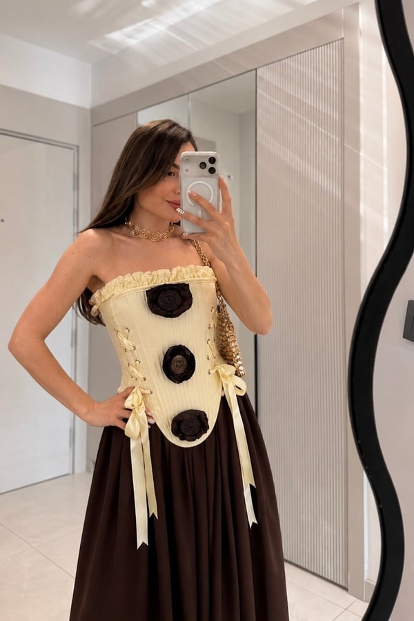 Elysia Sarı Gül Detaylı Korse Büstiyer