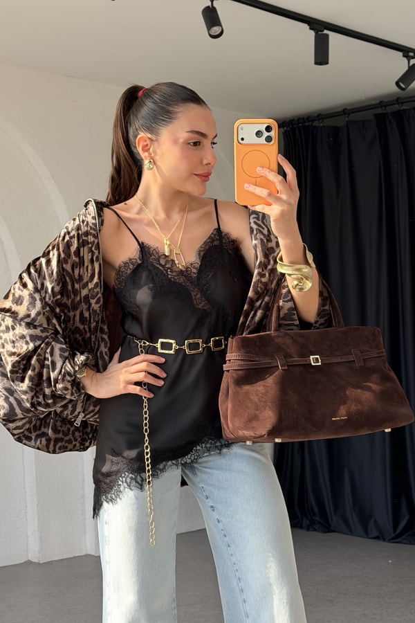 Emily Leopar Kadife Bomber Ceket