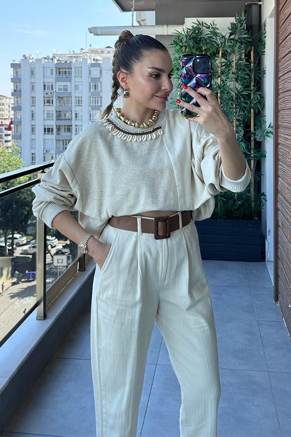 False Deniz Kabuk Detaylı Sweat