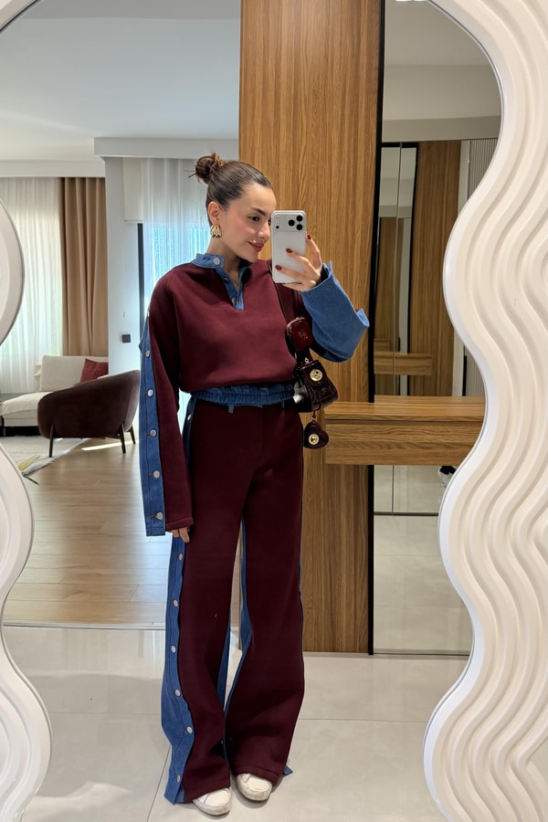 Felicity Bordo Kot Karışımlı Şardonlu Takım