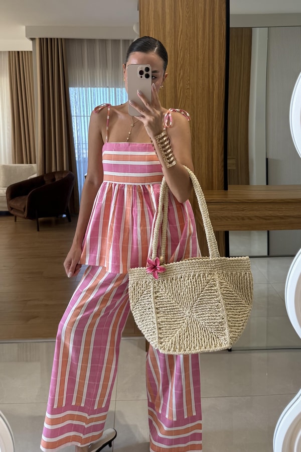 Francy Çizgili Renkli Bluz 