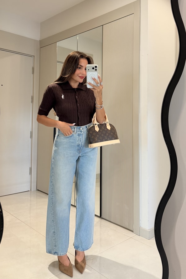 Gamer Midblue Yüksek Bel Baggy Jean