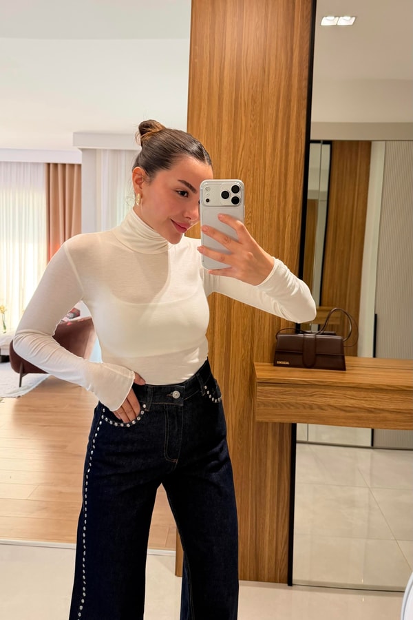 Geisa Beyaz Balıkçı Yaka Body 