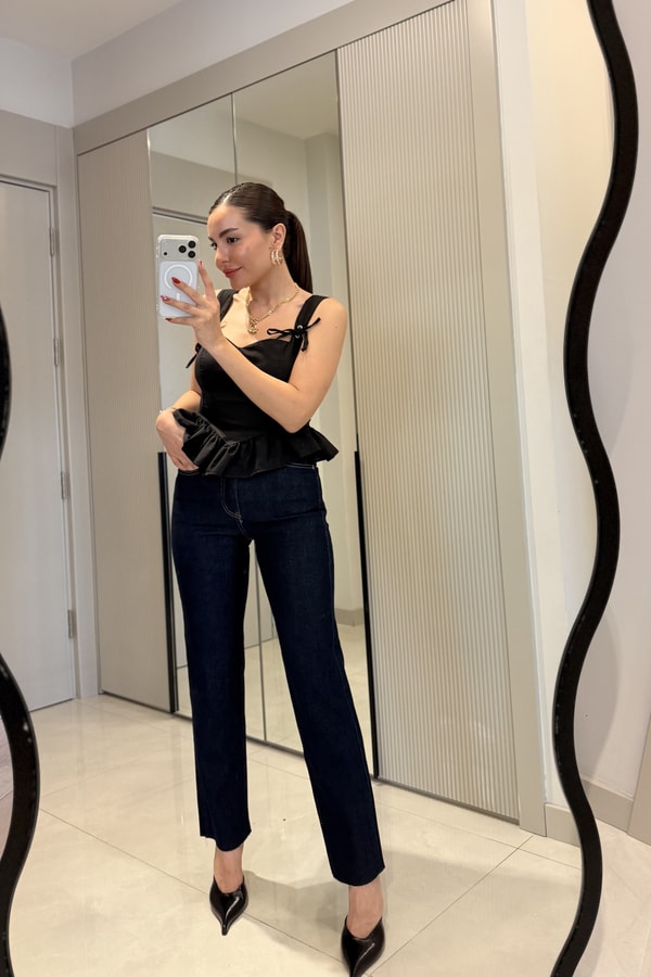 Godise Darkblue Yüksek Bel Düz Paça Jean