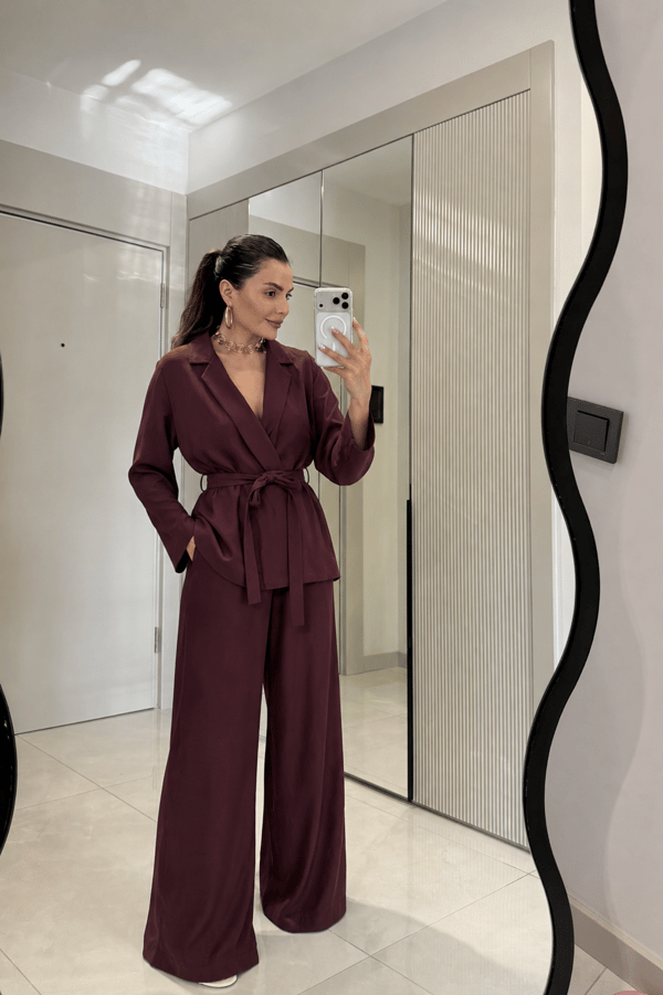 Grasso Bordo Kuşaklı Premium Takım