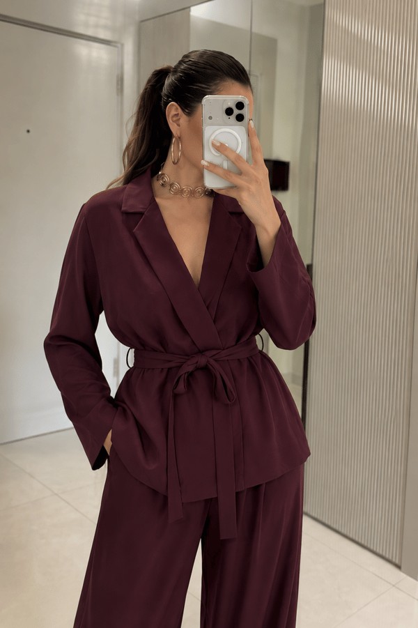 Grasso Bordo Kuşaklı Premium Takım