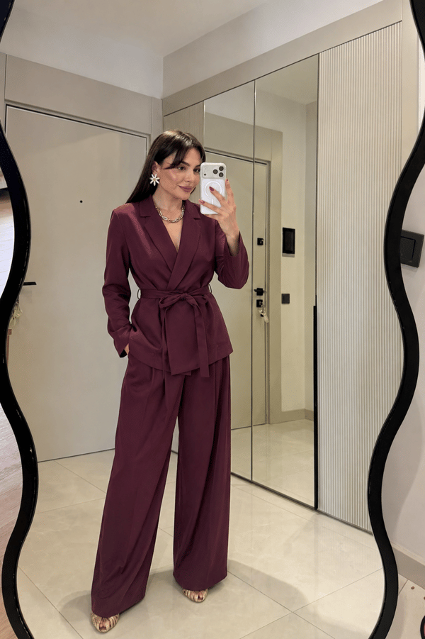 Grasso Bordo Kuşaklı Premium Takım