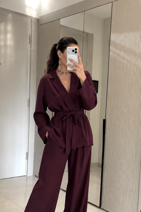 Grasso Bordo Kuşaklı Premium Takım