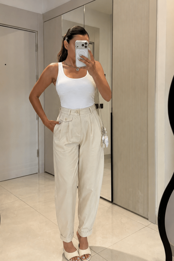 Guard Naturel Keten Slouchy Pantolon