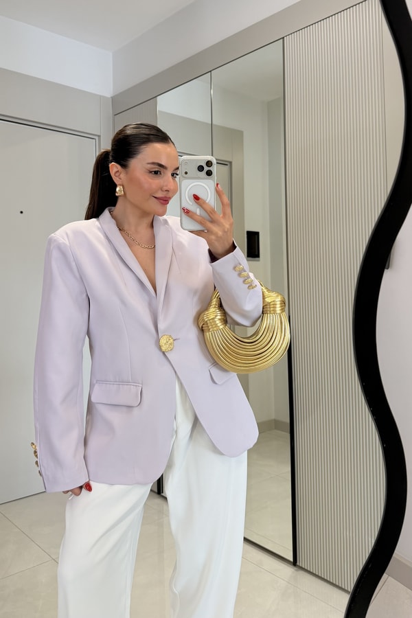 Harward Lila Gold Düğmeli Blazer Ceket