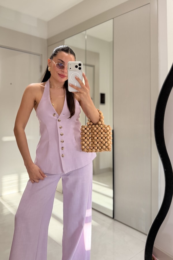 Hauser Lila Keten Yelekli Takım