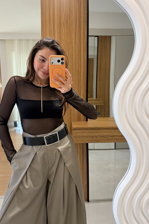 Holiday Siyah Tül Bodysuit