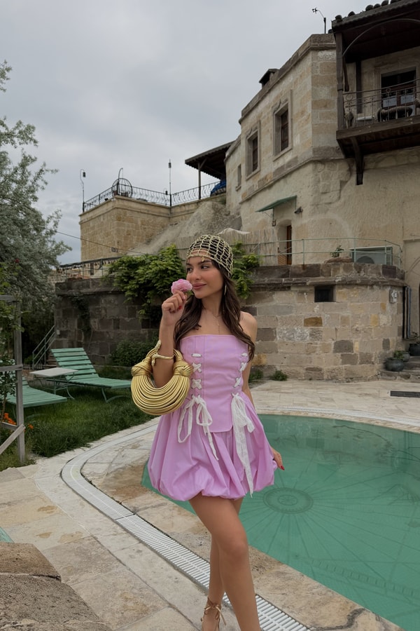 Isabella Pembe Korseli Balon Etek Takım