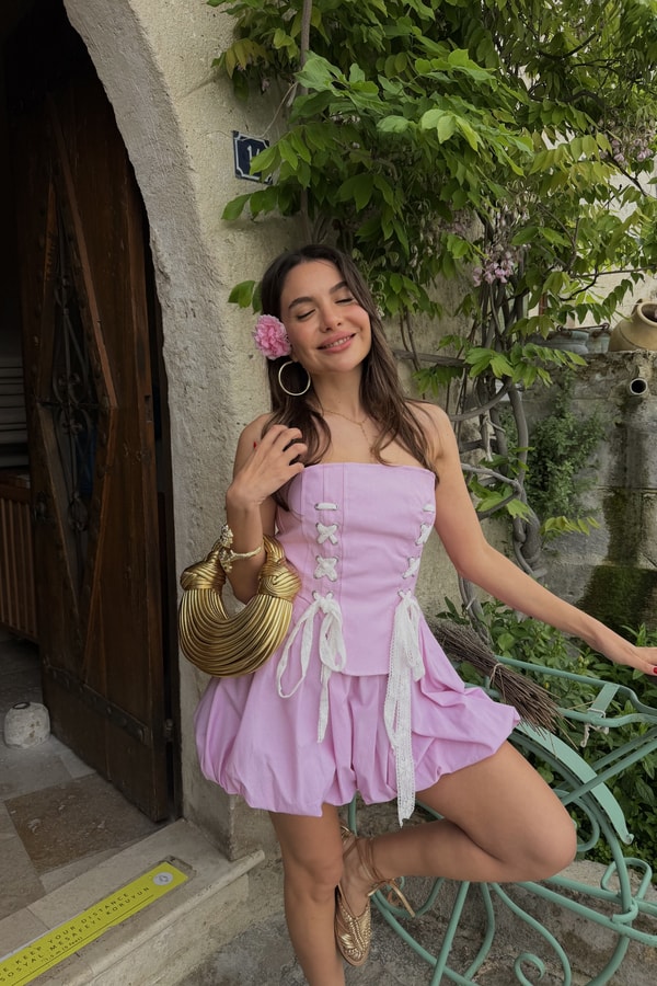 Isabella Pembe Korseli Balon Etek Takım