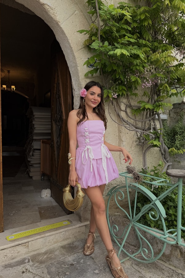 Isabella Pembe Korseli Balon Etek Takım