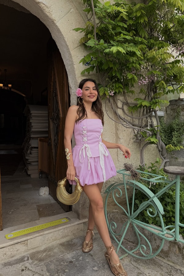 Isabella Pembe Korseli Balon Etek Takım