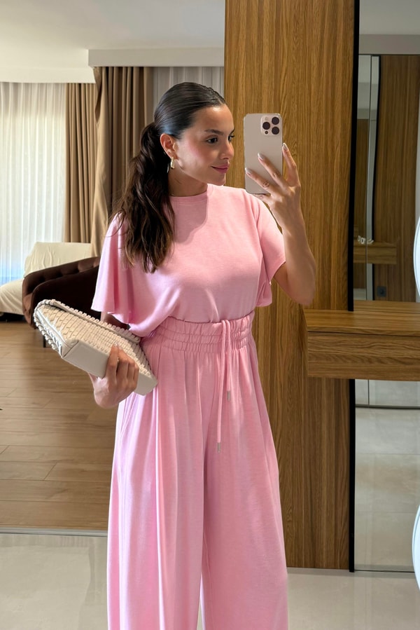 Jadon Pembe Panço Tshirt-Pantolon Spor Takım 