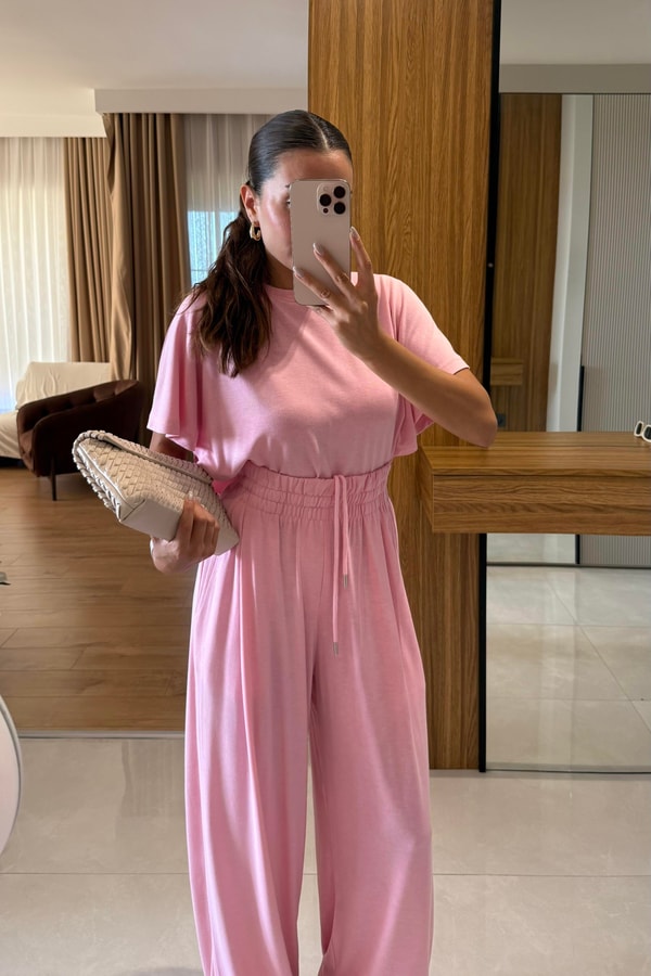 Jadon Pembe Panço Tshirt-Pantolon Spor Takım 