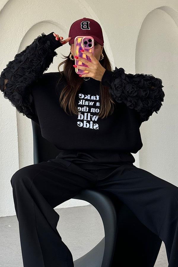 Jaelyn Güllü 3 Boyutlu Şardonlu Sweat