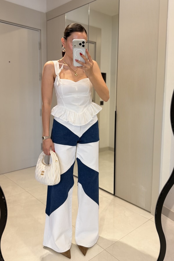 Jaylin Darkblue Beyaz Karışımlı Jean