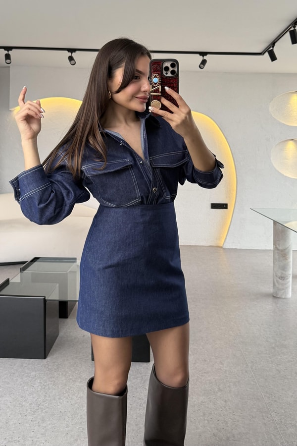 Enrico Denim Beyaz Dikişli Gömlek 