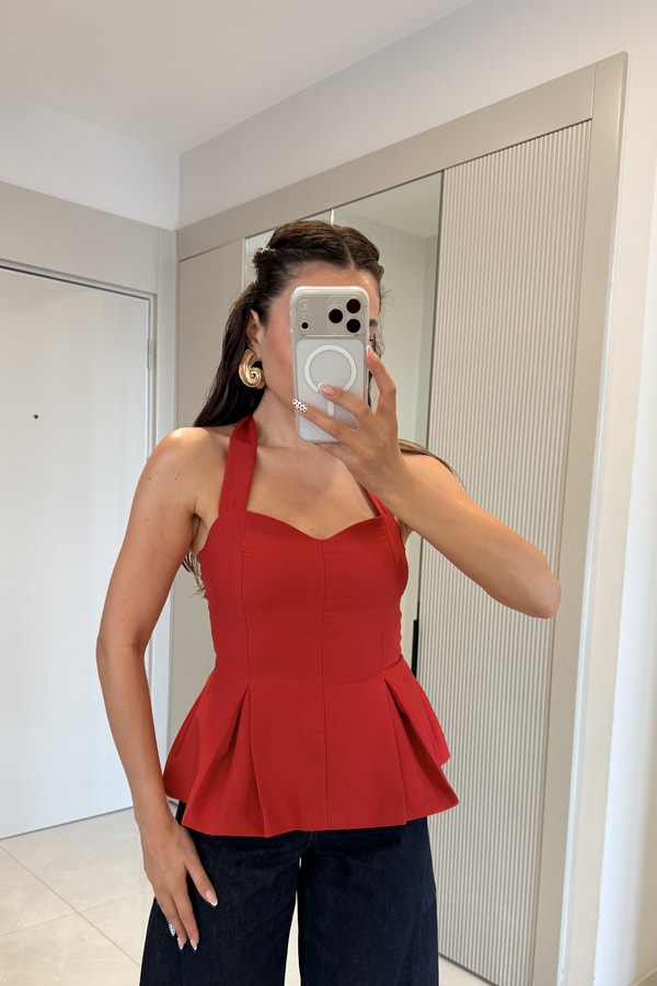 Jorie Kırmızı Halter Yaka Büstiyer 