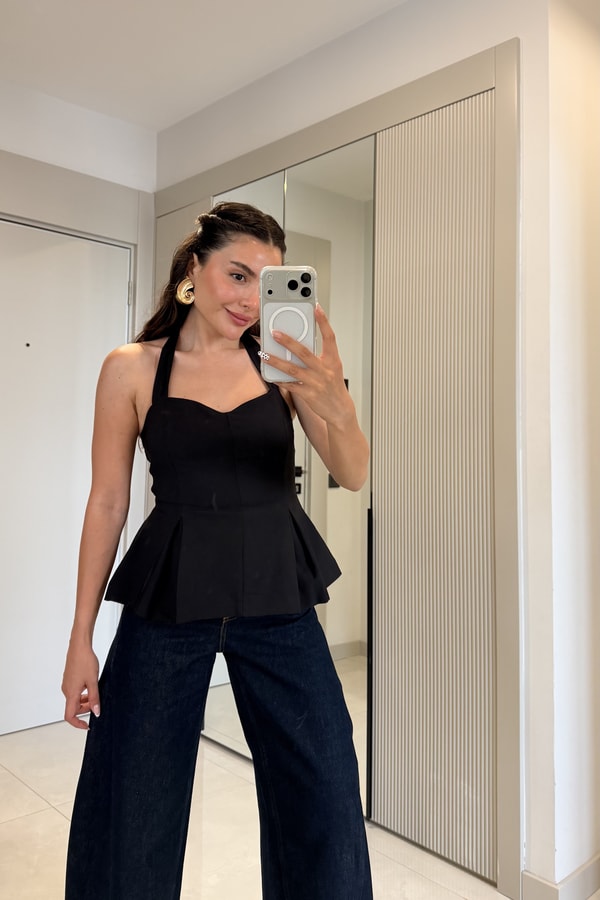 Jorie Siyah Halter Yaka Büstiyer 