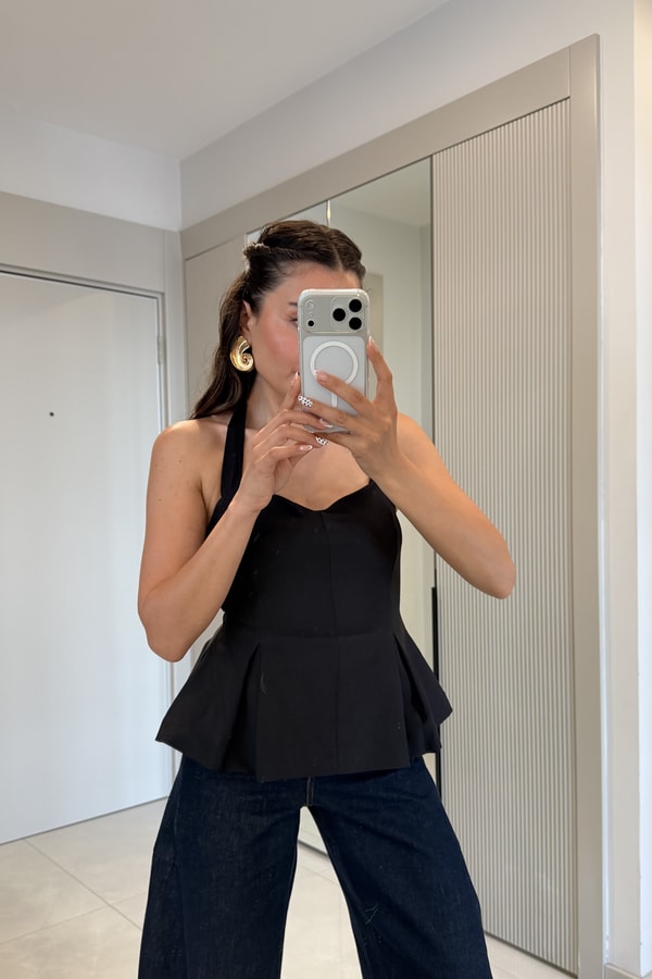 Jorie Siyah Halter Yaka Büstiyer 