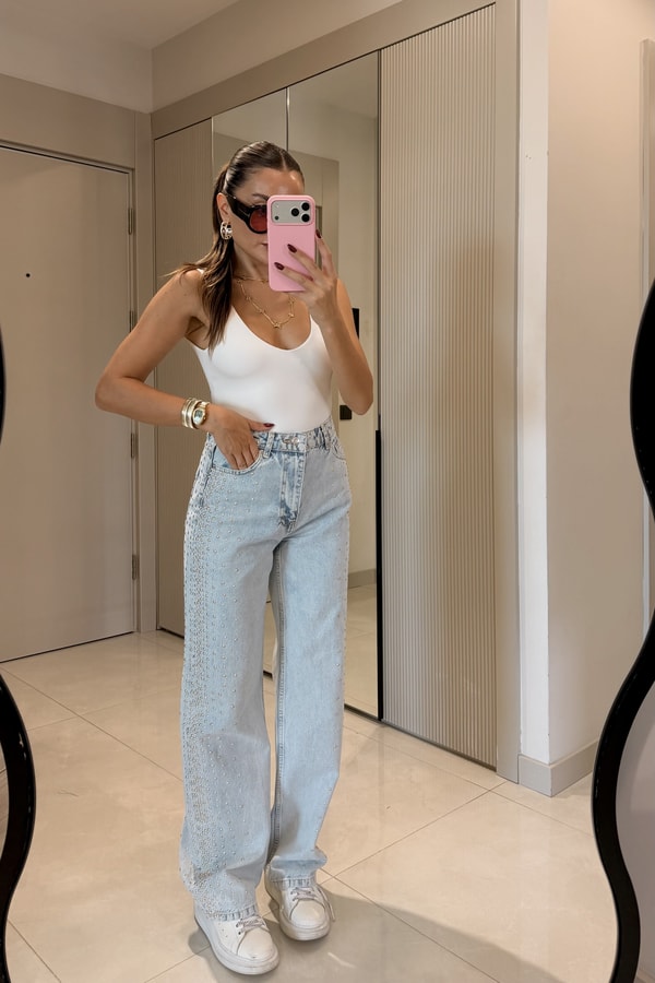 Julia Lightblue Kenarları Zımba Detaylı Jean