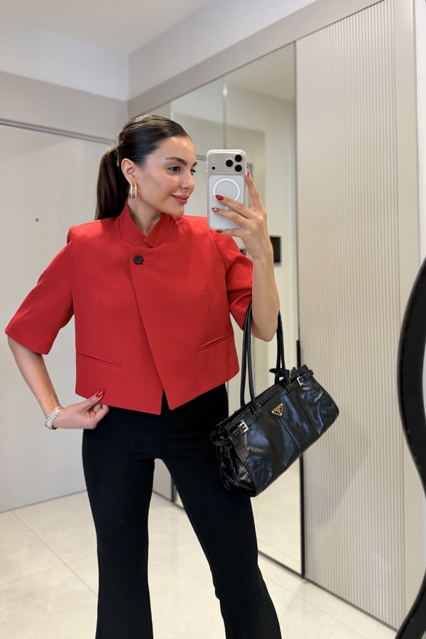 Julles Kırmızı Vatkalı Blazer Ceket