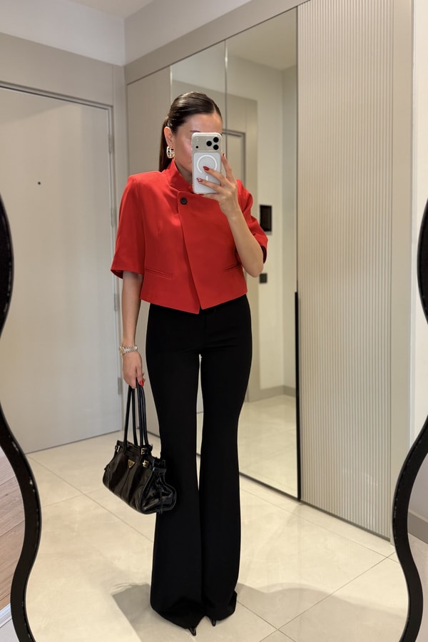 Julles Kırmızı Vatkalı Blazer Ceket