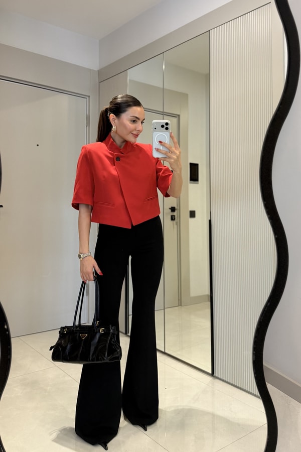 Julles Kırmızı Vatkalı Blazer Ceket