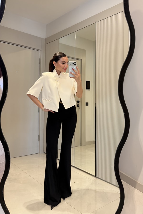 Julles Krem Vatkalı Blazer Ceket