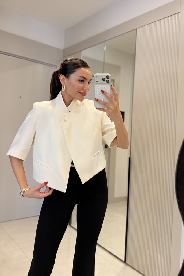 Julles Krem Vatkalı Blazer Ceket
