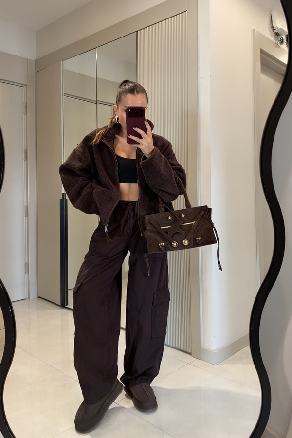 Kaila Kahve Kargo Baggy Pantolon