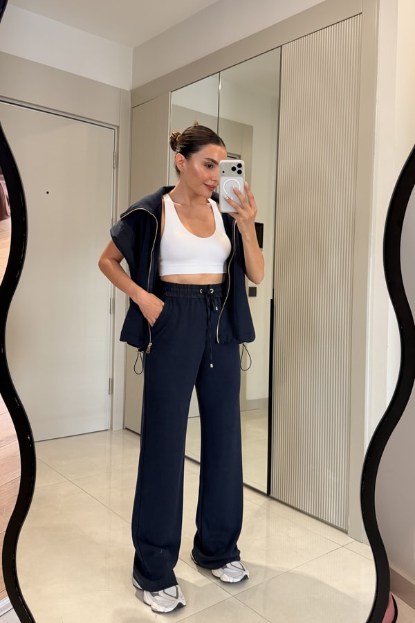 Kalia Lacivert Premium Yelekli Modal Takım