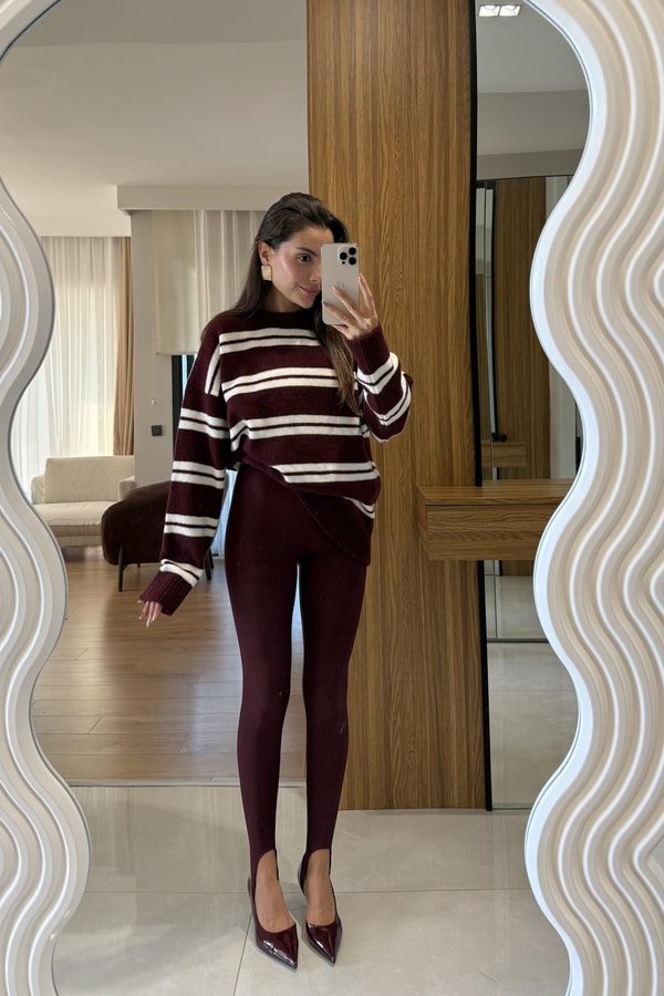 Katanya Bordo Füzo Toparlayıcı Tayt