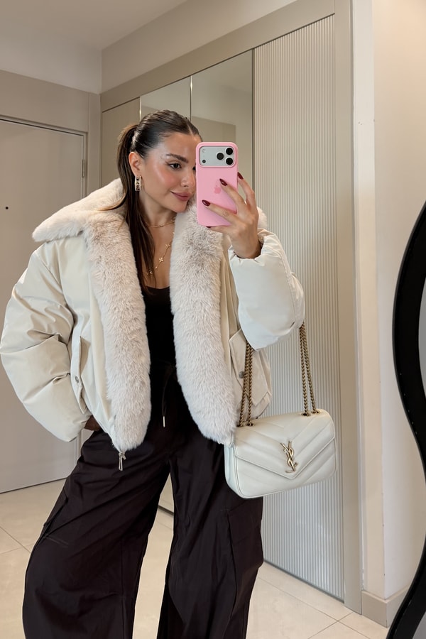 Katherine Krem İçi Kürklü Şişme Mont