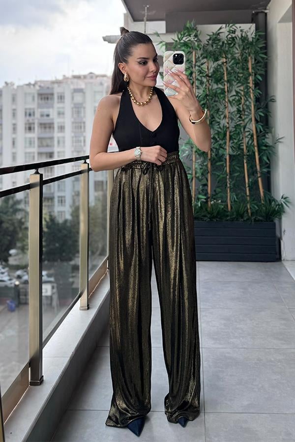 Kayte Gold Simli Pantolon 