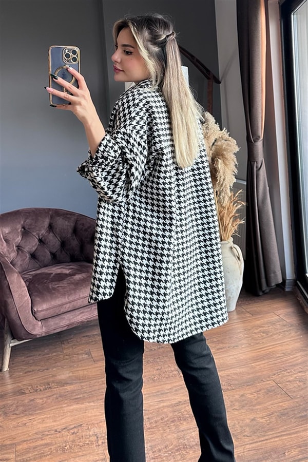 Kaz ayağı desen oduncu gömlek