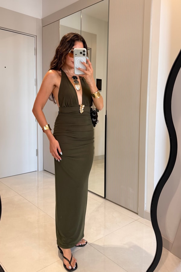 Keira Haki Sandy Aksesuar Detaylı Elbise